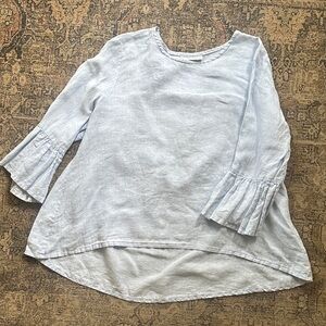 Bryn Walker Fran bell sleeve linen top light blue